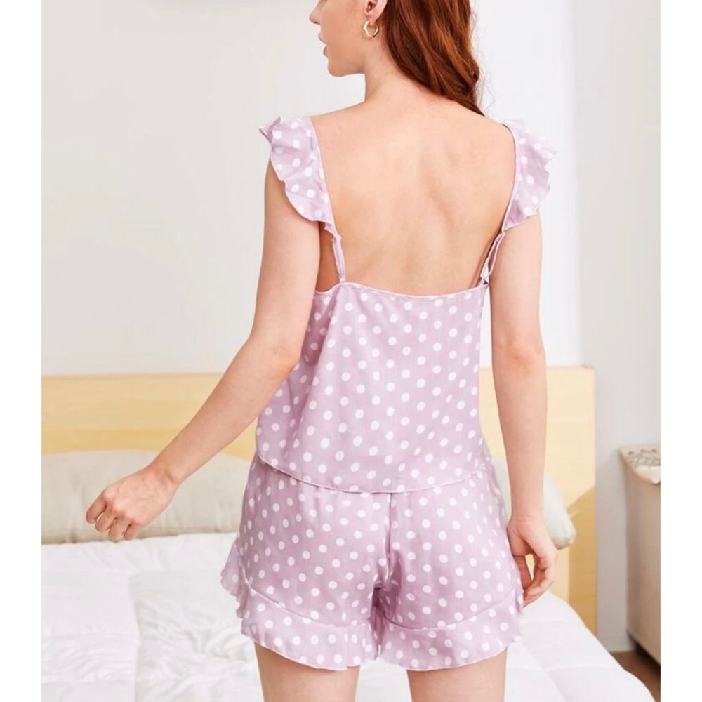3x$25 - 2 pieces Pink polka dot short & cami pajamas set New ✨💕 - Picture 3 of 4